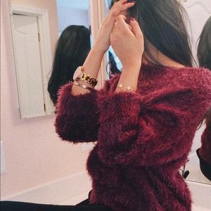Fuzzy Maroon Express Sweater💫